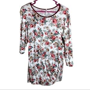 FINAL Acting Pro Multicolor Spring Floral Print 3/4 Sleeve Blouse Top Shirt M